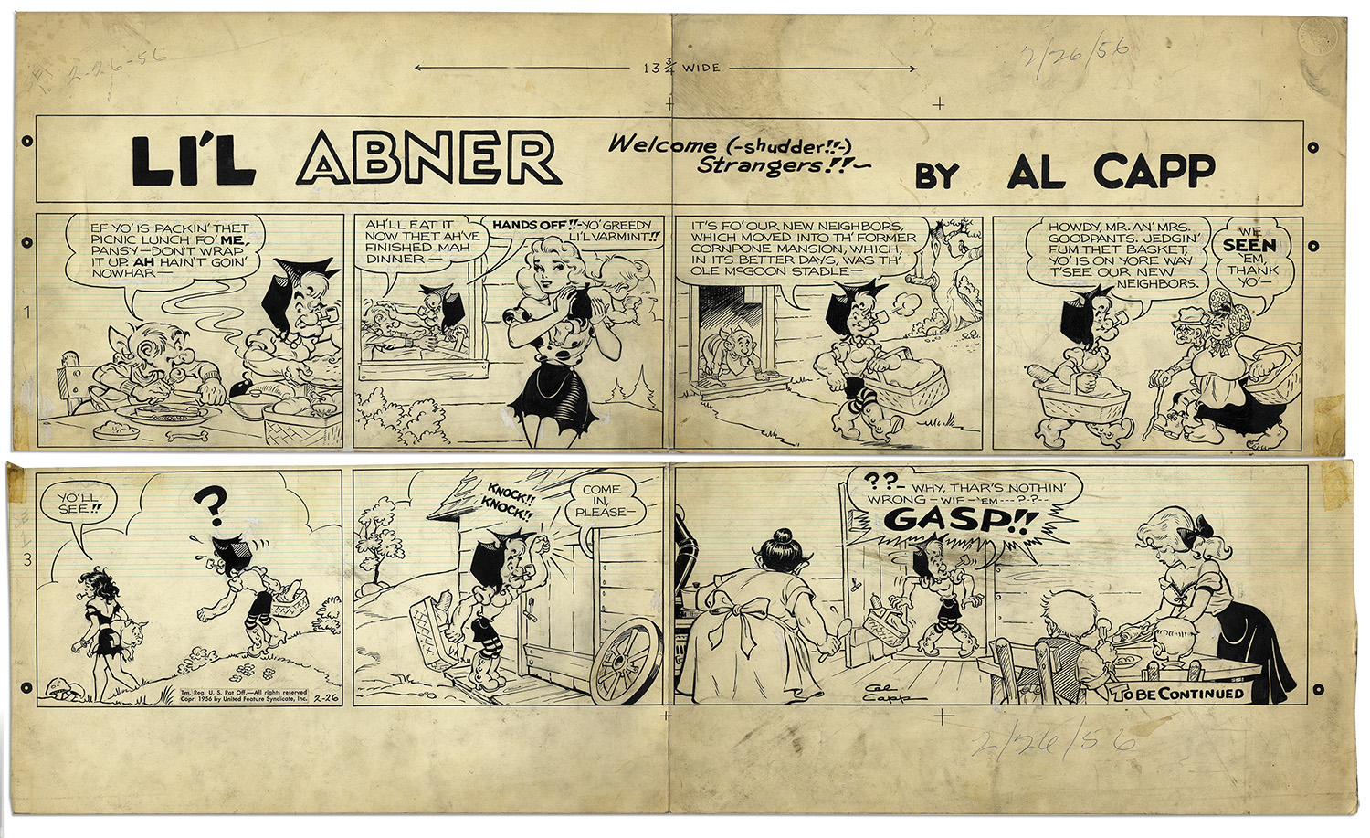 Lil Abner Al Capp Comic Art For Sale Collection Auction.