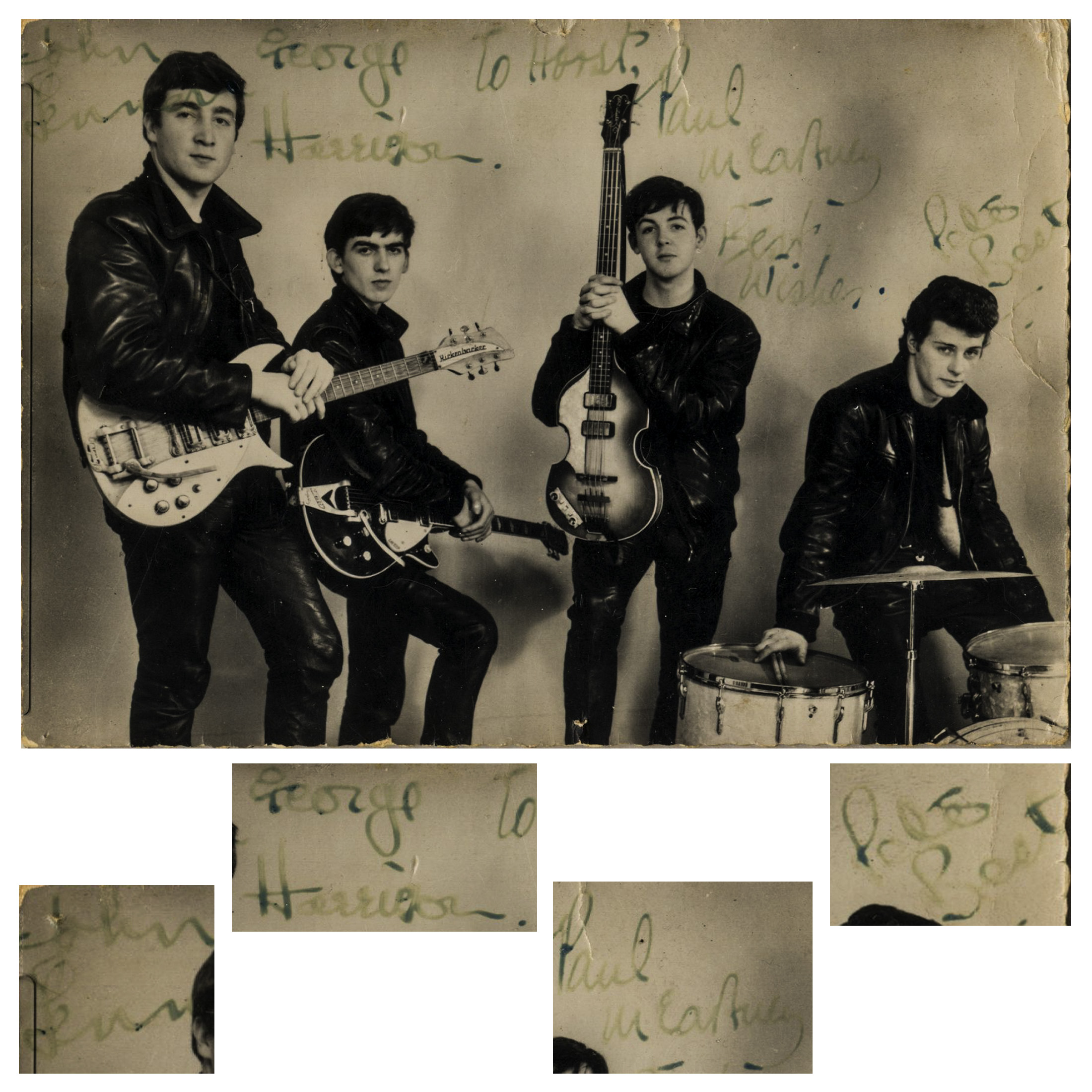 Beatles Photo Musique Poster Photo Encadrée Imprimer-John Lennon avec autographe