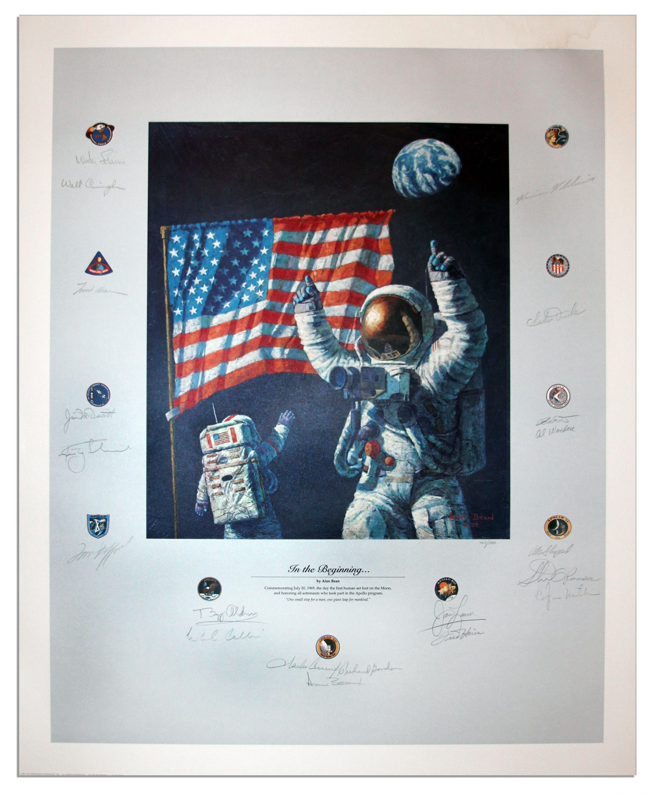 20x23 cm ALAN BEAN - Repro-Autogramm repro autograph signed Apollo 12 NASA 