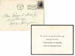 Joseph & Rose Kennedy Thank You Card -- Expressing Thanks for Prayers & Sympathies After the Tragic Death of JFK