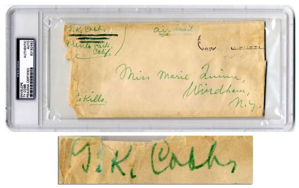 Ty Cobb Signed Envelope -- With PSA/DNA Authentication
