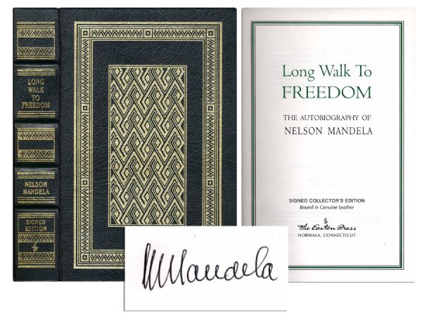 Stunning Nelson Mandela Signed Autobiography Long Walk To Freedom -- Fine