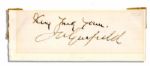 James Garfield 4.5 x 1.75 Clipped Signature -- Very truly yours, JA Garfield -- With 5.5 x 6 Engraving -- Very Good