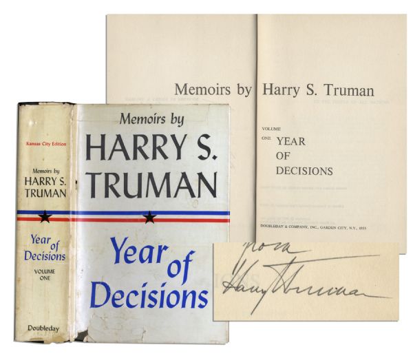 Harry Truman Signed Limited Edition of His Memoir, Year of Decisions