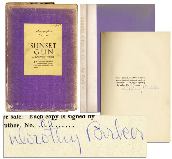 Dorothy Parker Signed Sunset Gun Limited Edition -- With Scarce Original Slipcase