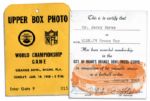 1968 AFL vs. NFL World Championship Game Upper Box Photo Pass, Later Known as Super Bowl II -- Orange Bowl -- Foxing, Very Good