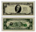 $10 Federal Reserve Error Note -- Series 1977-A, New York -- Serial Numbers & Treasury Seal Printed to Verso