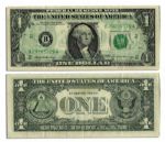 $1 Federal Reserve Error Note -- Series 1969, New York -- Back to Front Ink Transfer