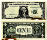 $1 Federal Reserve Error Note -- Series 1977, City of Print Missing -- Insufficient Ink to Front -- Discoloration Along Bottom Edge