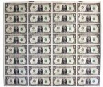 Uncut Sheet of 32 $1 Federal Reserve Notes -- Series 2003-A, Chicago -- Near Fine