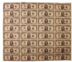 Uncut Sheet $5 Federal Reserve Notes -- Series 1995, Atlanta -- Near Fine