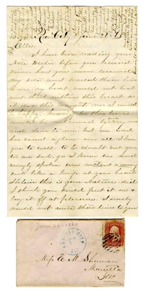 1863 Union ALS -- ''...had you never...mailed those letters to me my heart would not beat and throb...I have spared no pains to inform you I loved you and wished you more than a friend…