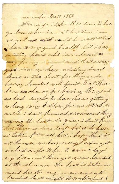 1862 Civil War Letter - ''...there is some trap laid to have us taken prisoners...''