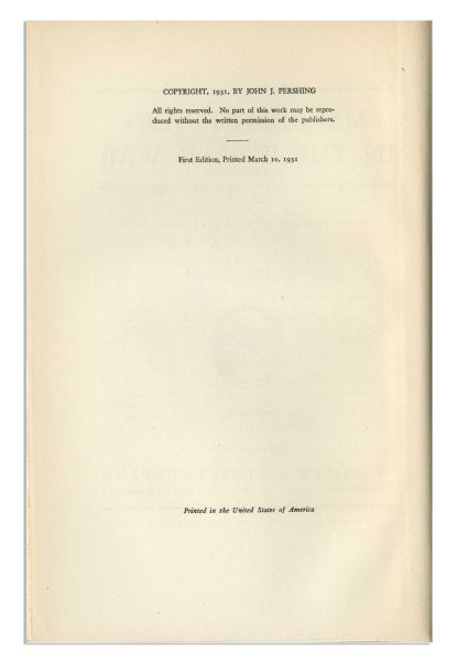 General Pershing Signed Book