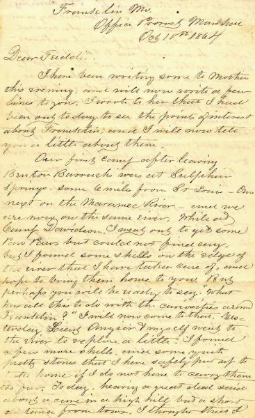 1864 139th Illinois Infantry -- ''...Today, hearing a great deal...about a Cave…I...found it...The Cave is artificial, 150 feet...white sand stone...''