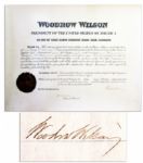 Very Nice Woodrow Wilson Document Signed as President -- 1916 Postal Appointment -- 18 x 14