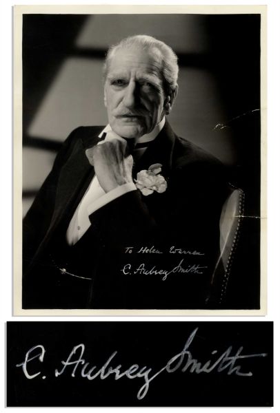 Charles Aubrey Smith Signed Photo -- 8'' x 10'' Glossy Inscribed to Helen -- Tear & Crease to Right Side -- Good Condition