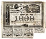 1863 Confederate Bond -- $1000 Bond Issued By Jefferson Davis Confederate Government