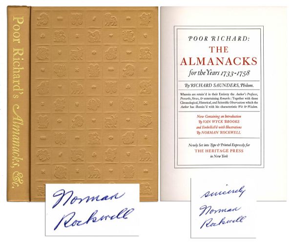 Norman Rockwell Signed ''Poor Richard's Almanack'' -- With Illustrations by Norman Rockwell