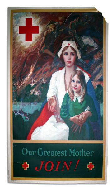 Original American Red Cross 1917 Poster by Cornelius Hicks -- Historic Piece of World War I American Propaganda