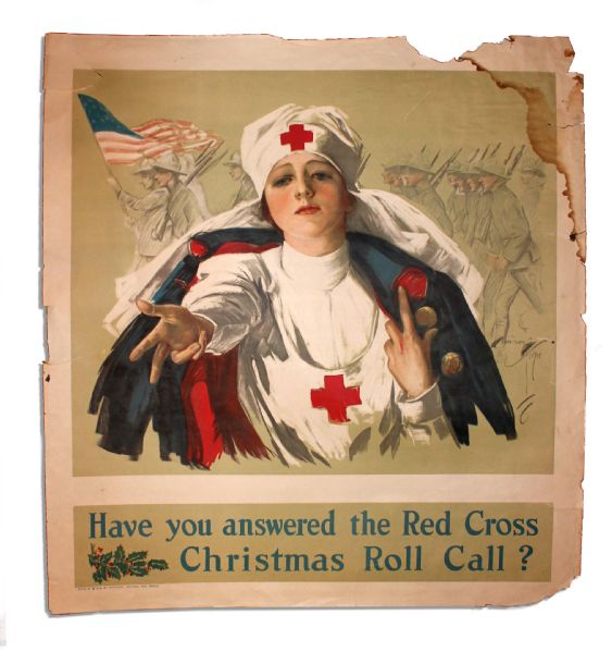 Iconic Red Cross Poster From WWI -- ''Have you answered the Red Cross Christmas Roll Call?'' -- 1918