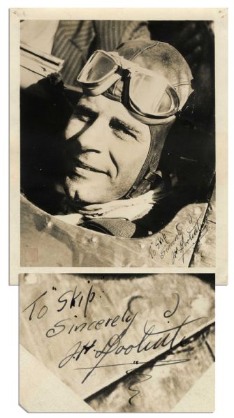 General Jimmy Doolittle Signed 8'' x 10'' Photo -- ''To 'Skip': Sincerely / J.H. Doolittle'' -- Pinholes, Very Good