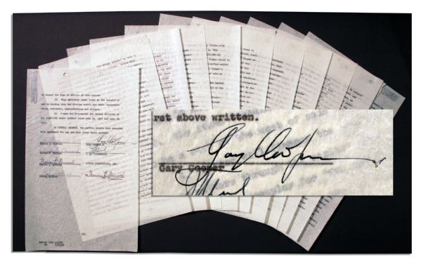 Gary Cooper 1957 Contract Signed For ''Man of the West''