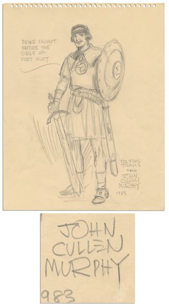 John Cullen Murphy ''Prince Valiant'' 11'' x 14'' Hand-Drawn Illustration Signed