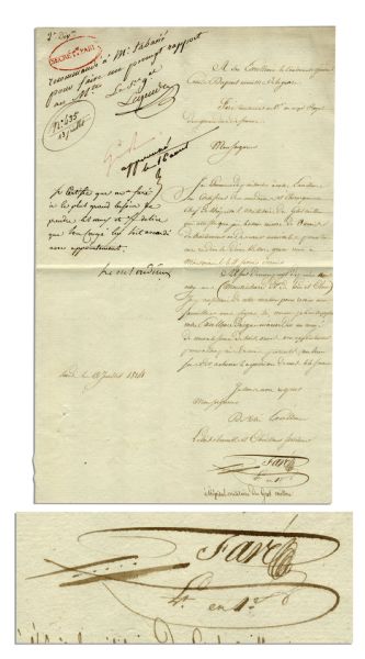 Napoleonic Marshal of France Nicolas Oudinot Document Signed -- July 1814 Military Leave of Absence