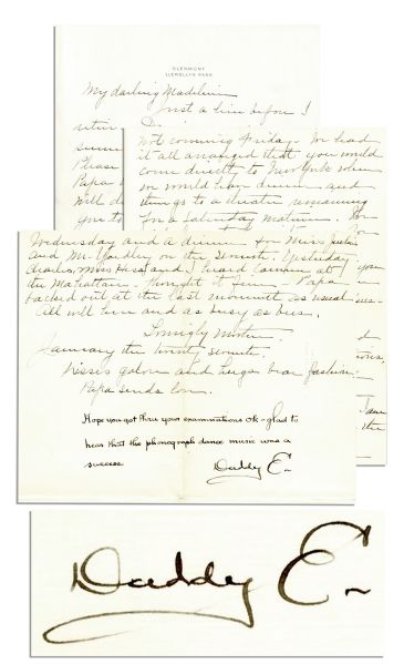 Thomas and Mina Edison's Letter to Their Daughter -- ''...glad to hear that the phonograph dance music was a success. / Daddy E.''