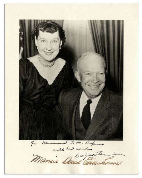 President Dwight Eisenhower and First Lady Mamie Eisenhower Signed 8'' x 10'' Photo