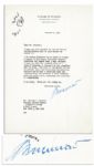 Edward R. Murrow Signed Letter -- ...my present radio and television broadcasting requires me to work a seven-day week... -- 1952