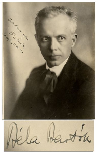 Extremely Rare Composer Bela Bartok 7.5'' x 9.25'' Signed Photo -- 1927