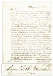 Samuel Morse Autograph Letter Signed -- ...What I ask is that you will not recklessly put a weapon into the hands of my opponents seriously to wound me... -- 1854
