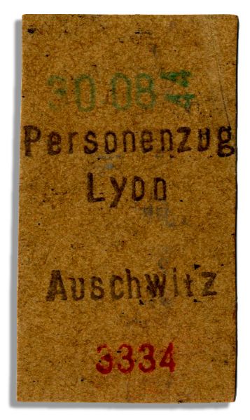 Scarce WWII Holocaust Railroad Ticket to Auschwitz From Lyon