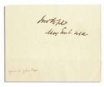 Union General John Pope Autograph -- John Pope / Maj Genl USA -- 5 x 4 -- With Original 5.5 x 3.25 Envelope Postmarked from San Francisco -- Very Good