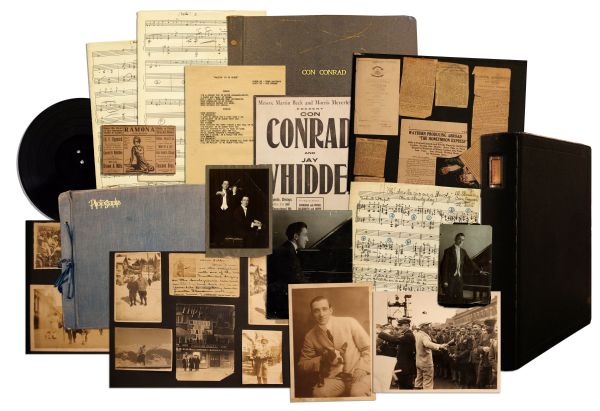 Extensive Con Conrad Lot Including Personal Photo Album, Handwritten Music, Etc. -- 1934 Recipient of First Ever Oscar for Best Song, ''The Continental''