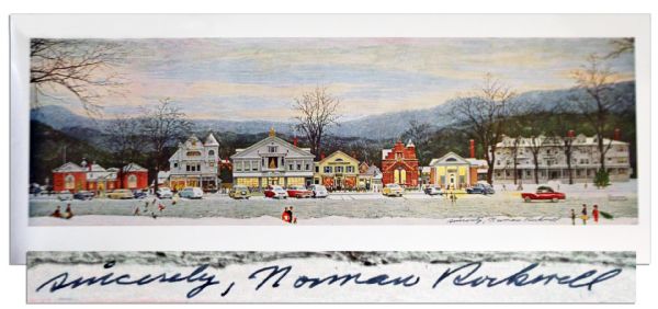 Norman Rockwell Signed Printing of ''Christmas in Stockbridge'' -- The Artist's Hometown