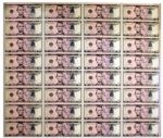 Uncut Sheet of 32 $5 Federal Reserve Notes -- Series 2009 -- Near Fine