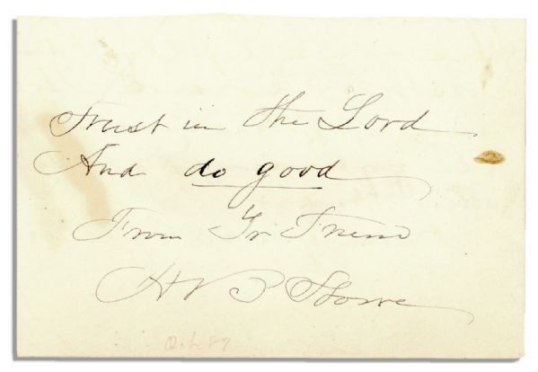 Harriet Beecher Stowe Signed & Handwritten Bible Verse