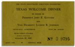 JFK Texas Welcome Dinner Ticket -- Cancelled Due to Assassination