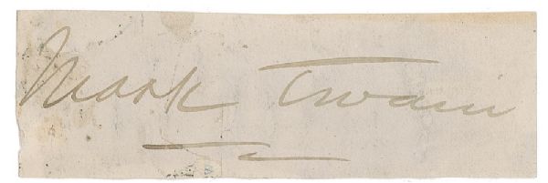 Mark Twain Signed Slip -- 3.75'' x 1.25'' -- Very Good