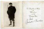 Clementine Churchill Christmas Card Signed From Clementine S. Churchill -- Inner Panel Features Amusing Photo of Winston Churchill -- 4.75 x 6 -- Very Good