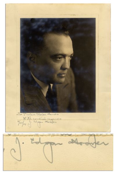 J. Edgar Hoover 9.25'' x 11.25'' Signed Photo -- Uncommon Portrait of the Controversial FBI Director