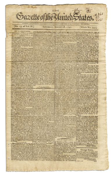 1792 ''Gazette of the United States'' -- Construction in Washington D.C. Begins as the New Nation's Capital