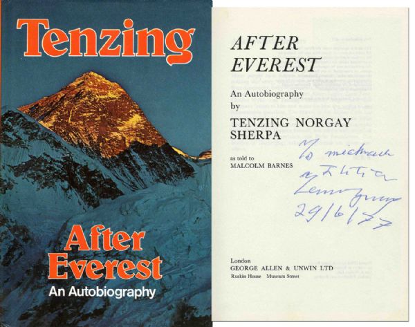 Rare Autobiography Signed by Everest Sherpa Tenzing Norgay -- ''After Everest''