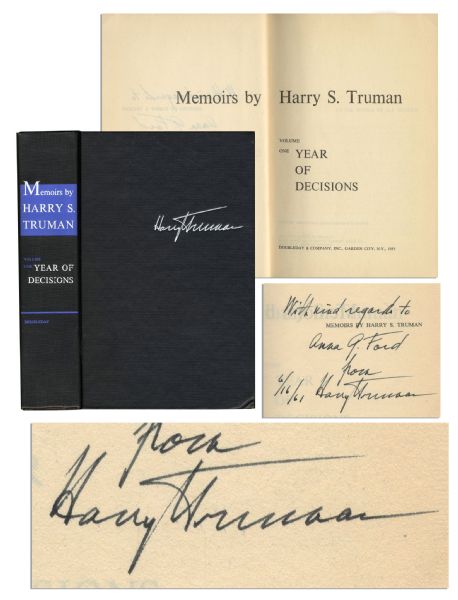 Harry Truman Signed Presidential Memoir ''Year of Decisions''
