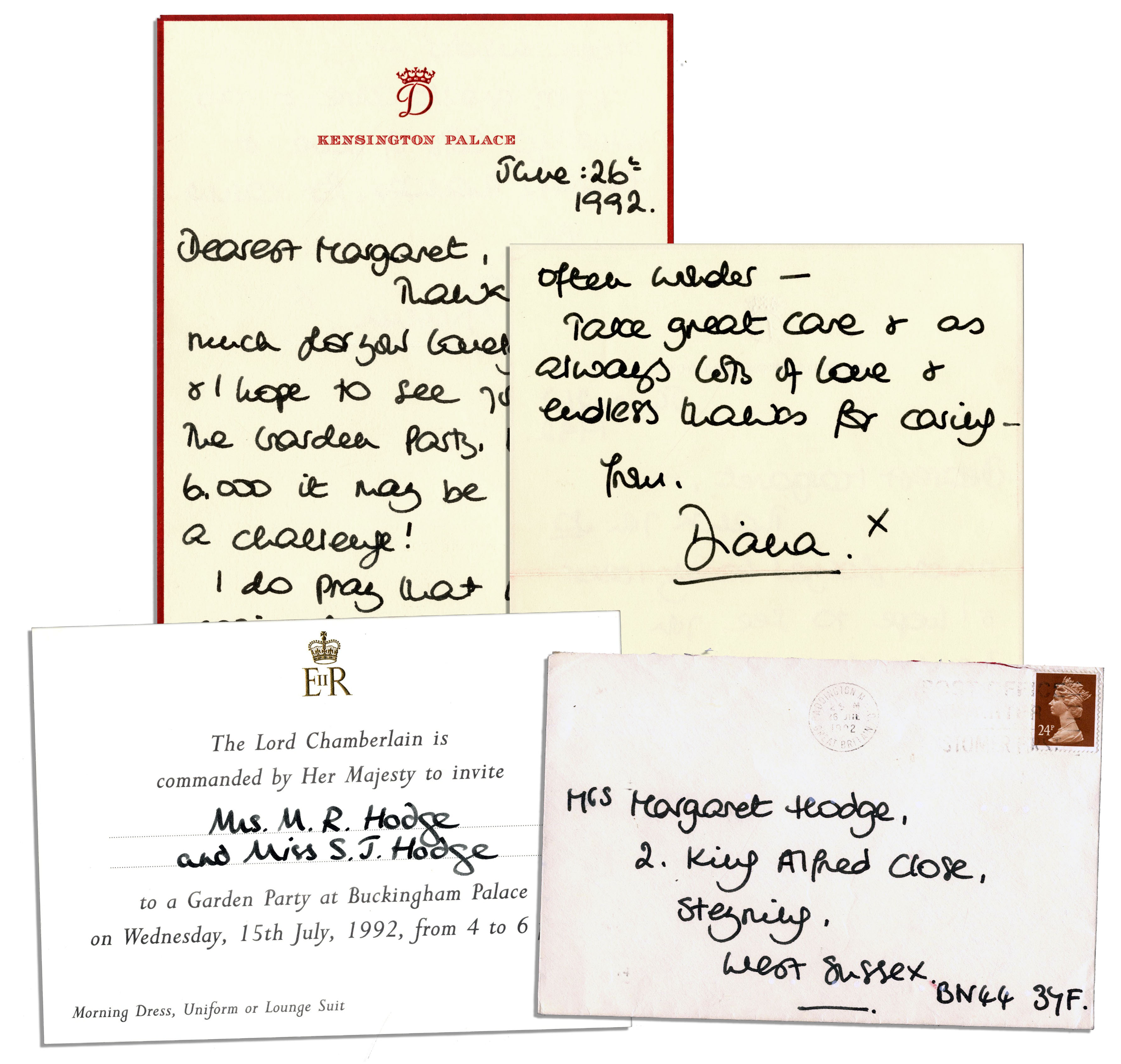 Lot Detail Princess Diana 1992 Autograph Letter Signed As Always Lots Of Love Endless Thanks For Caring