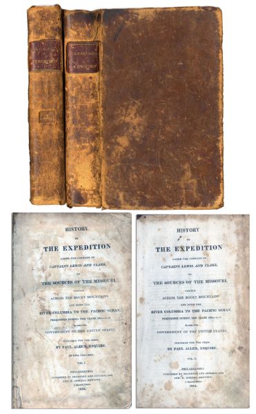 Lewis and Clark autograph Very Scarce 1814 First Edition of ''History of the Expedition'' Lewis and Clark Account -- With Five Engraved Maps -- First Edition Account of Landmark Expedition