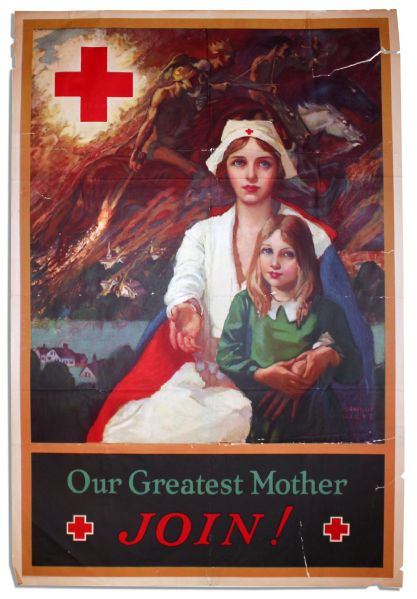 Red Cross 1917 Poster by Cornelius Hicks -- Historic World War I Nurse Recruitment Effort